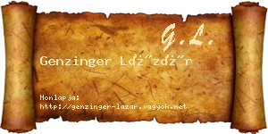 Genzinger Lázár névjegykártya